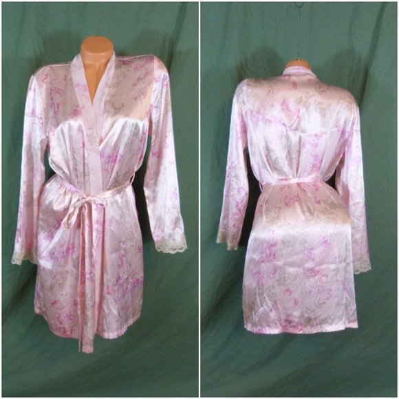 Apt. 9 Other - Apt 9 Medium Satin Pink Floral Robe Kimono Spa Wra